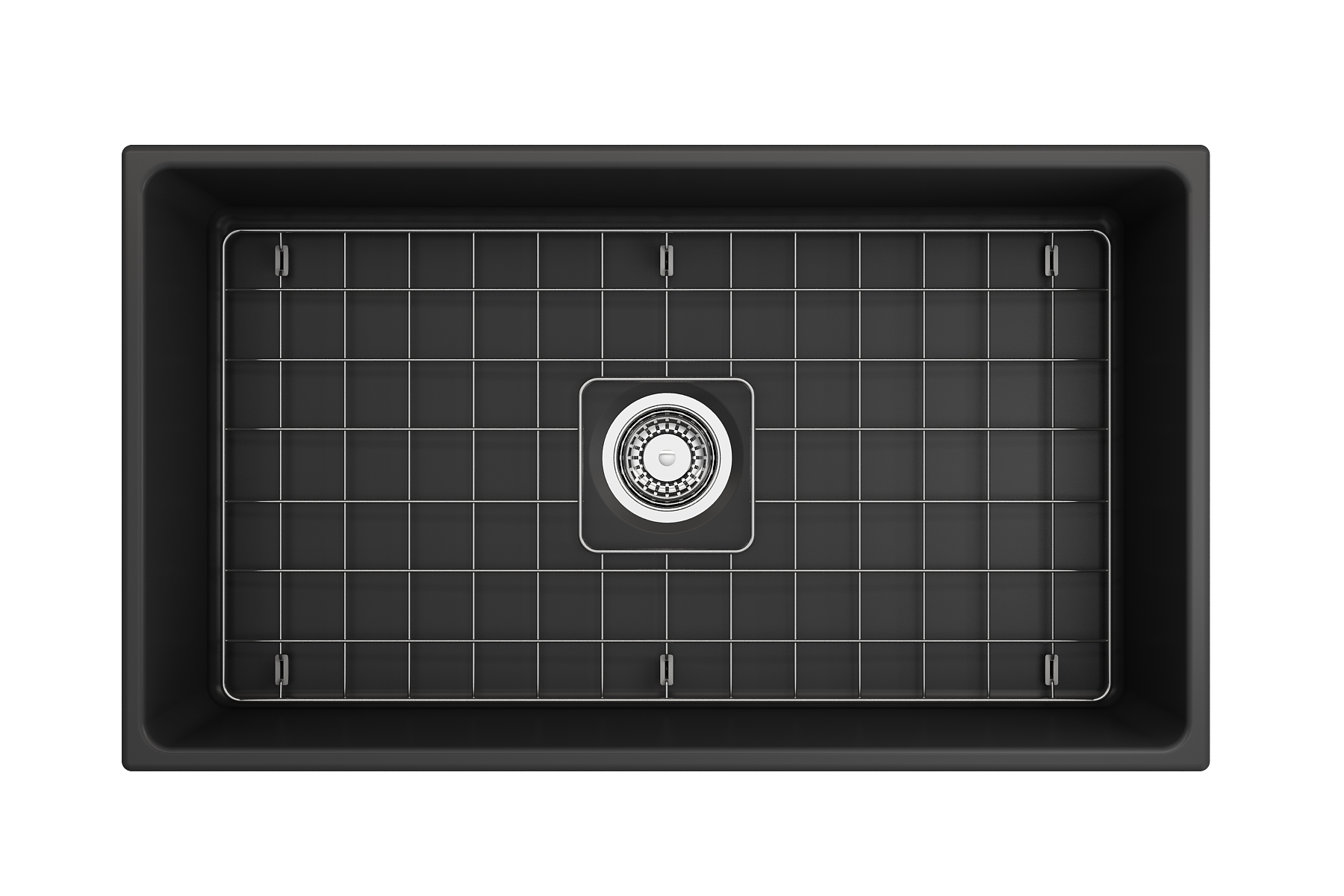 Contempo Apron Front Fireclay 33 in. Single Bowl Kitchen Sink with Protective Bottom Grid and Strainer 1352