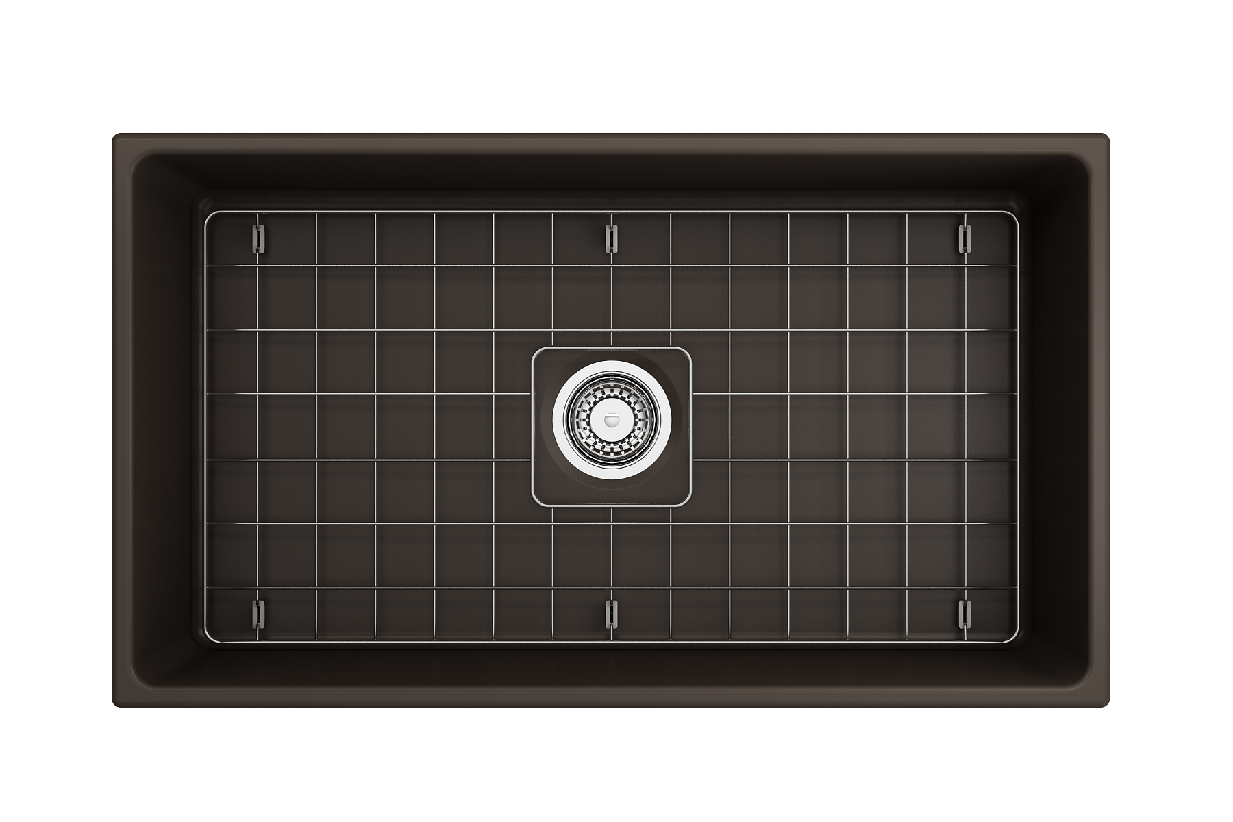Contempo Apron Front Fireclay 33 in. Single Bowl Kitchen Sink with Protective Bottom Grid and Strainer 1352