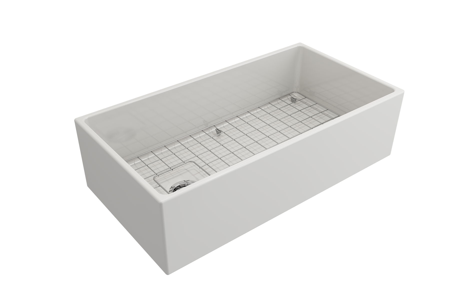 Contempo Apron Front Fireclay 36 in. Single Bowl Kitchen Sink with Protective Bottom Grid and Strainer 1354