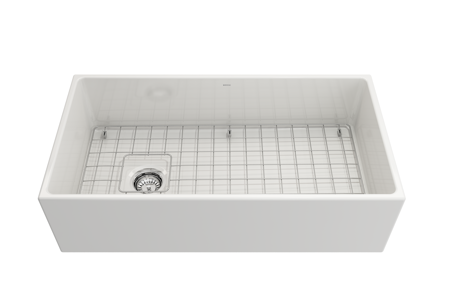 Contempo Apron Front Fireclay 36 in. Single Bowl Kitchen Sink with Protective Bottom Grid and Strainer 1354