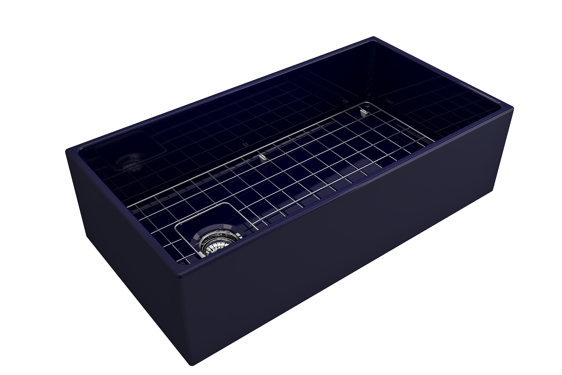 Contempo Apron Front Fireclay 36 in. Single Bowl Kitchen Sink with Protective Bottom Grid and Strainer 1354