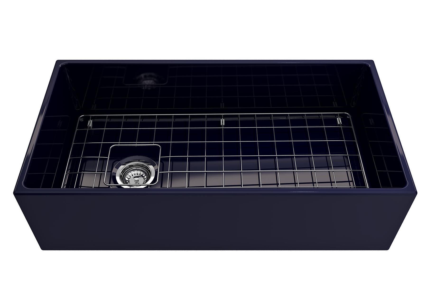 Contempo Apron Front Fireclay 36 in. Single Bowl Kitchen Sink with Protective Bottom Grid and Strainer 1354
