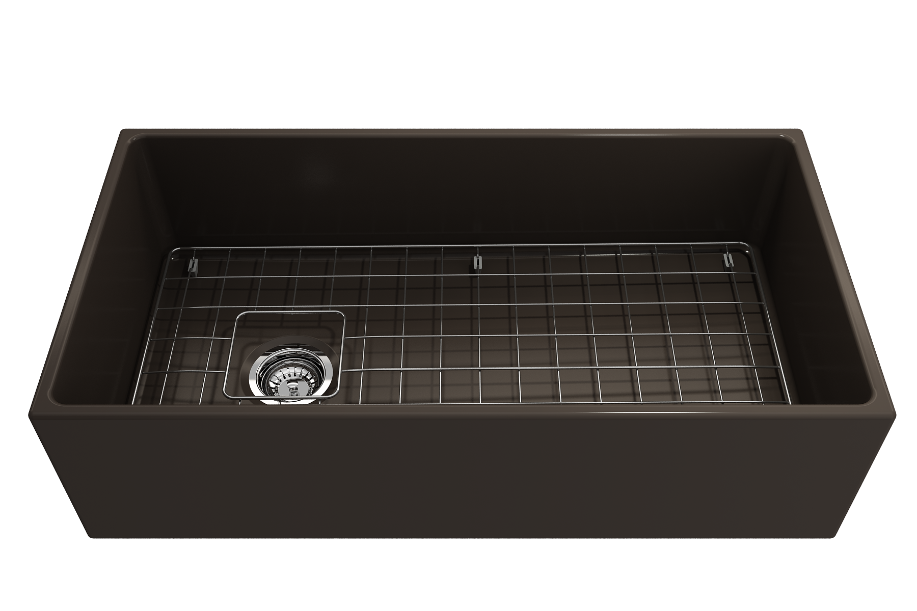 Contempo Apron Front Fireclay 36 in. Single Bowl Kitchen Sink with Protective Bottom Grid and Strainer 1354
