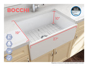 Contempo Apron Front Fireclay 27 in. Single Bowl Kitchen Sink with Protective Bottom Grid and Strainer 1356