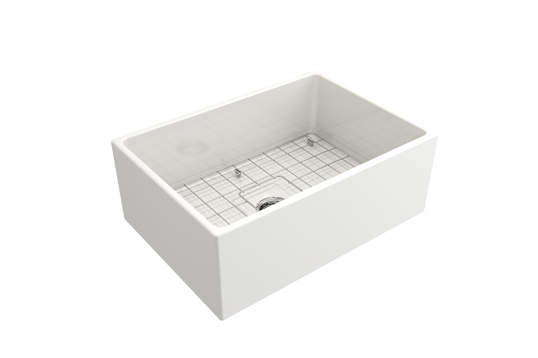 Contempo Apron Front Fireclay 27 in. Single Bowl Kitchen Sink with Protective Bottom Grid and Strainer 1356