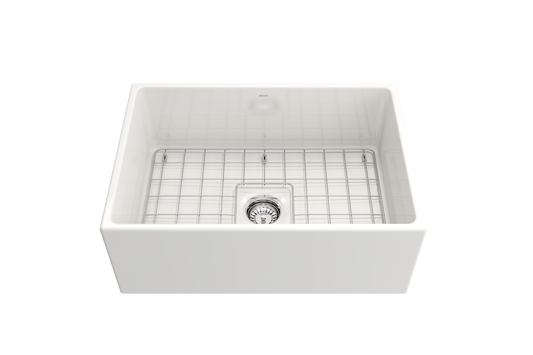 Contempo Apron Front Fireclay 27 in. Single Bowl Kitchen Sink with Protective Bottom Grid and Strainer 1356