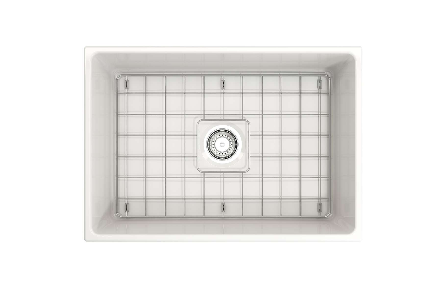 Contempo Apron Front Fireclay 27 in. Single Bowl Kitchen Sink with Protective Bottom Grid and Strainer 1356