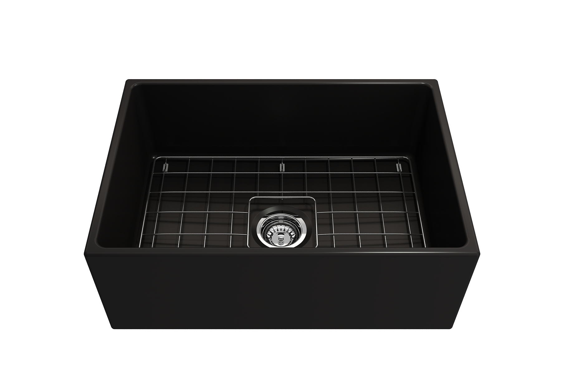 Contempo Apron Front Fireclay 27 in. Single Bowl Kitchen Sink with Protective Bottom Grid and Strainer 1356