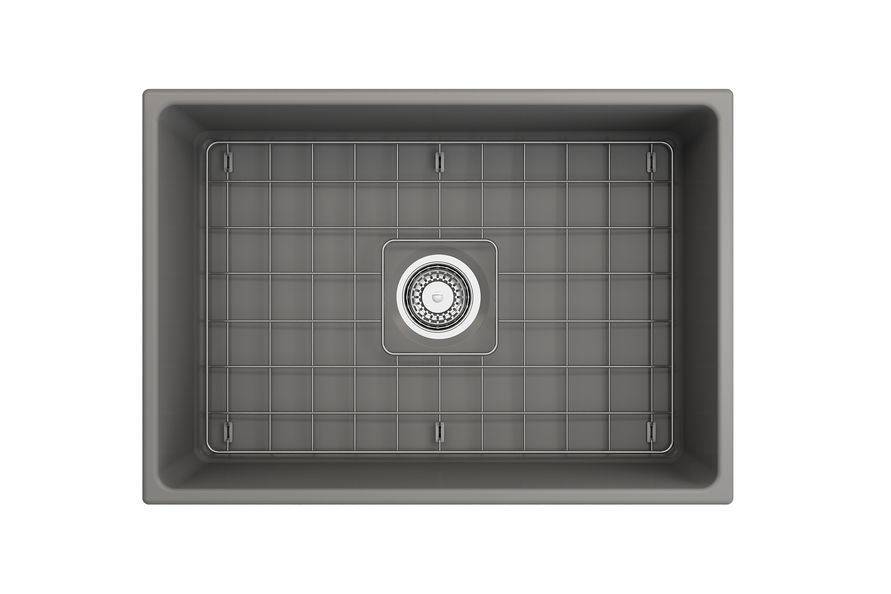 Contempo Apron Front Fireclay 27 in. Single Bowl Kitchen Sink with Protective Bottom Grid and Strainer 1356