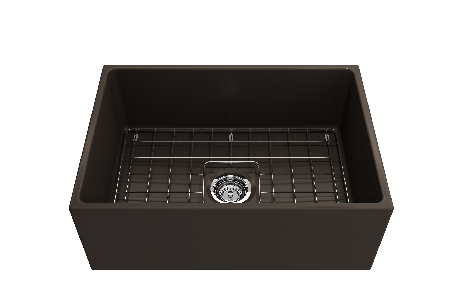 Contempo Apron Front Fireclay 27 in. Single Bowl Kitchen Sink with Protective Bottom Grid and Strainer 1356