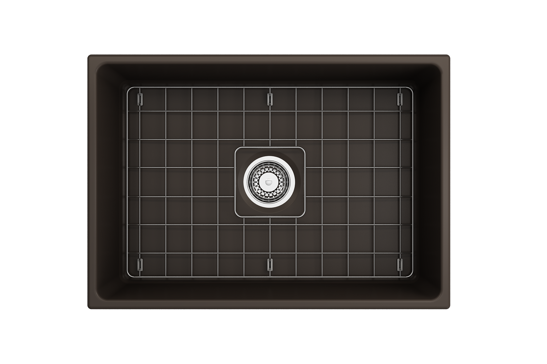 Contempo Apron Front Fireclay 27 in. Single Bowl Kitchen Sink with Protective Bottom Grid and Strainer 1356