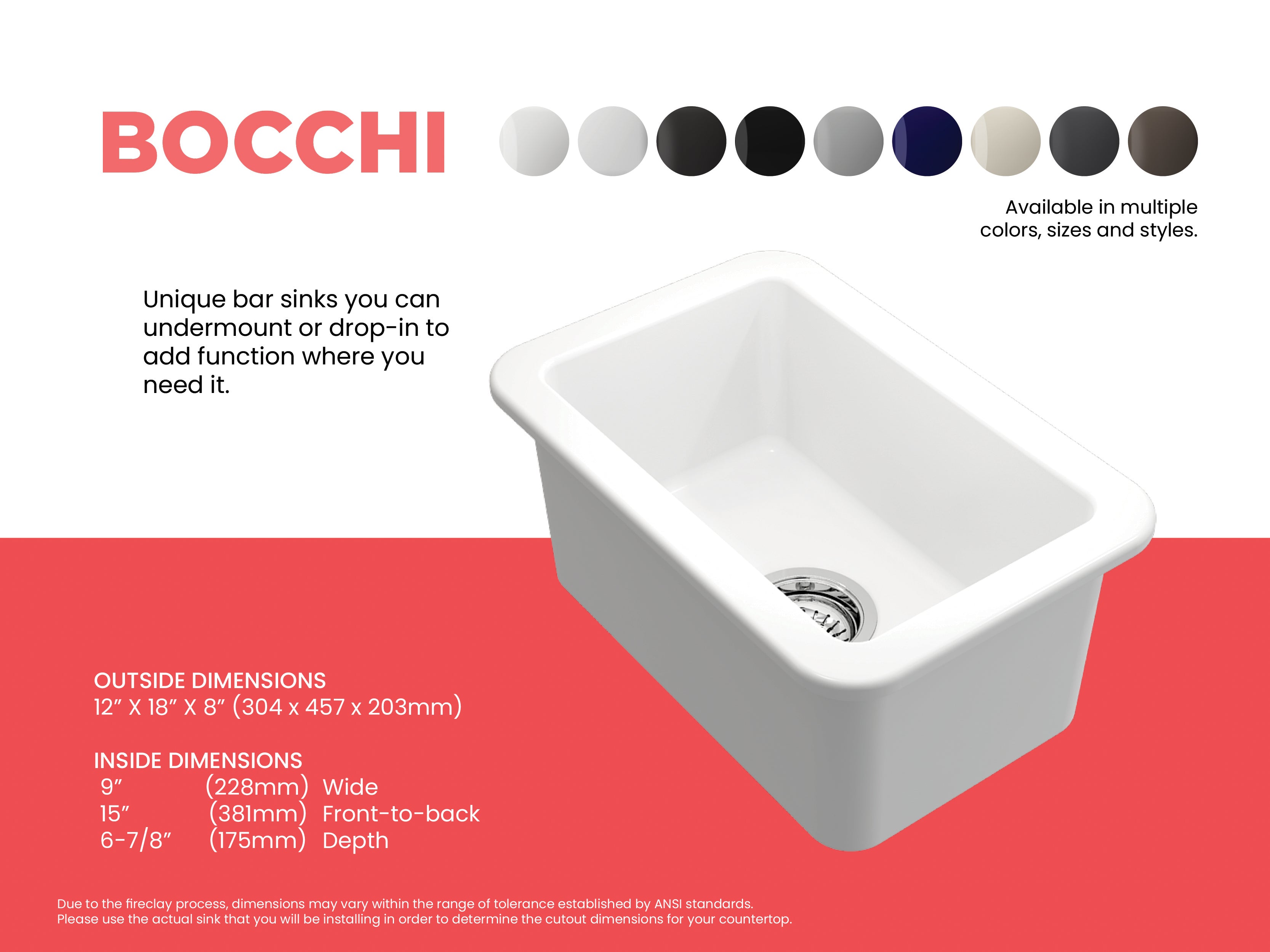 Sotto Dual-mount Fireclay 12 in. Single Bowl Bar Sink with Strainer 1358