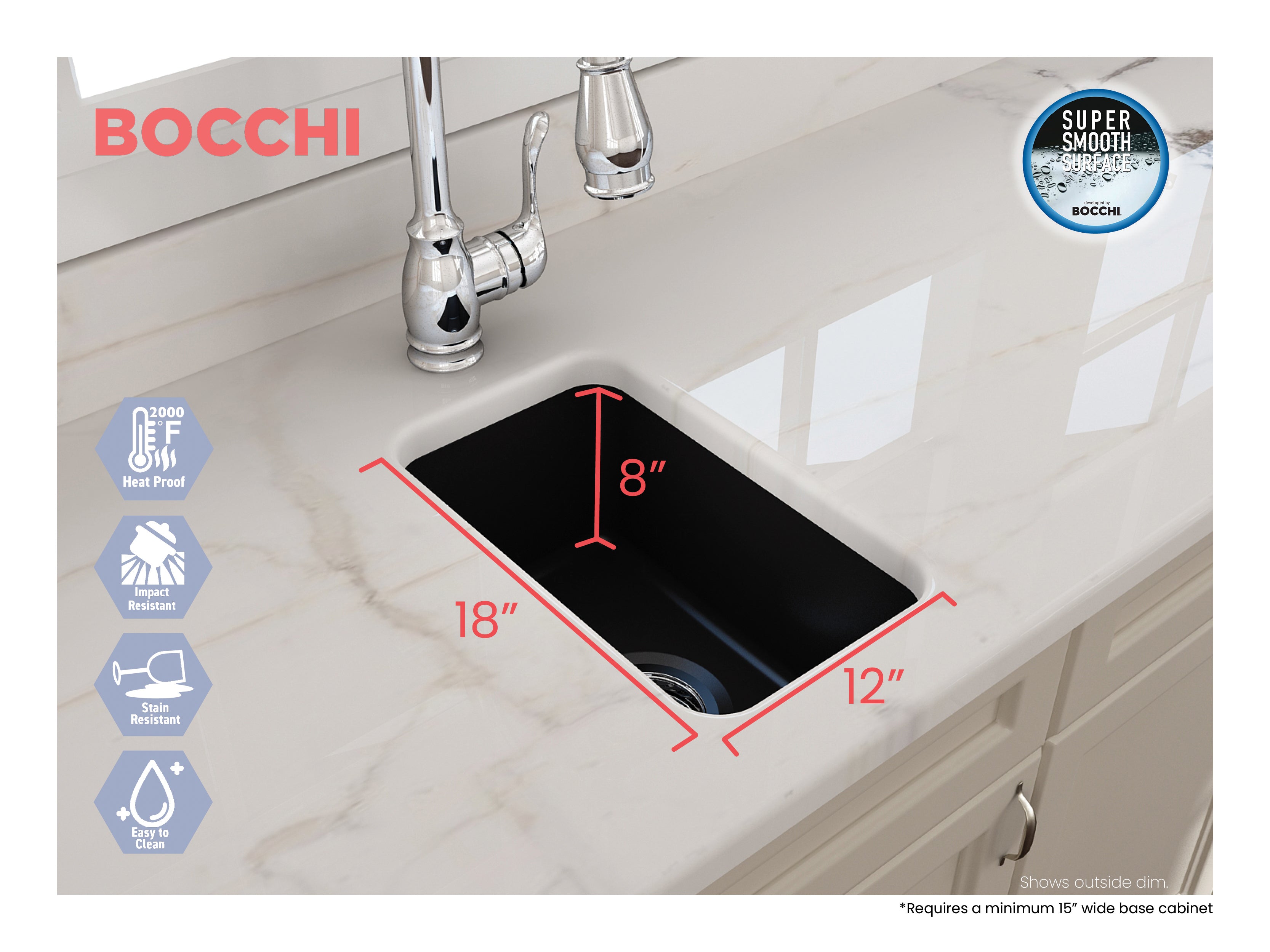 Sotto Dual-mount Fireclay 12 in. Single Bowl Bar Sink with Strainer 1358