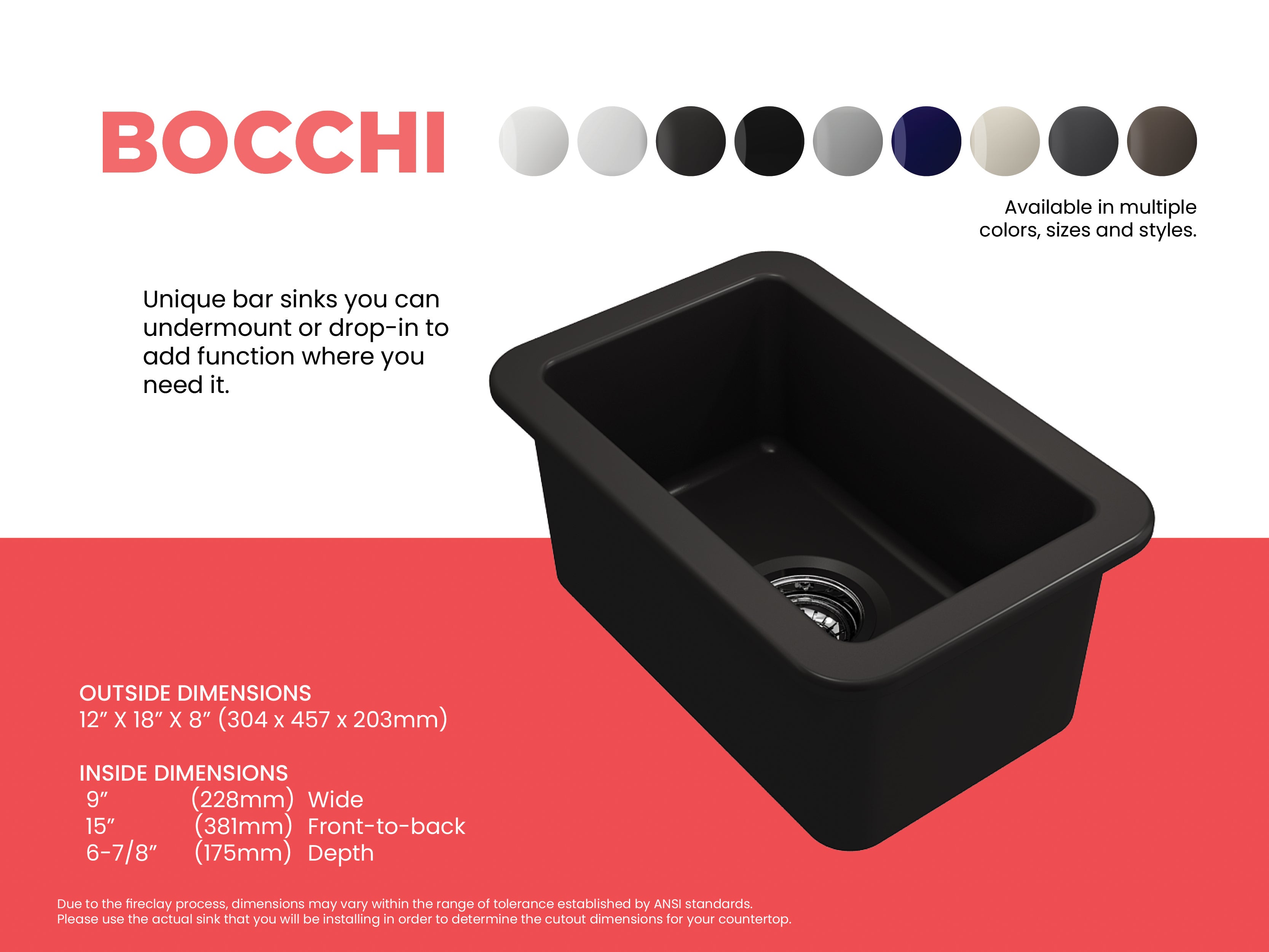 Sotto Dual-mount Fireclay 12 in. Single Bowl Bar Sink with Strainer 1358