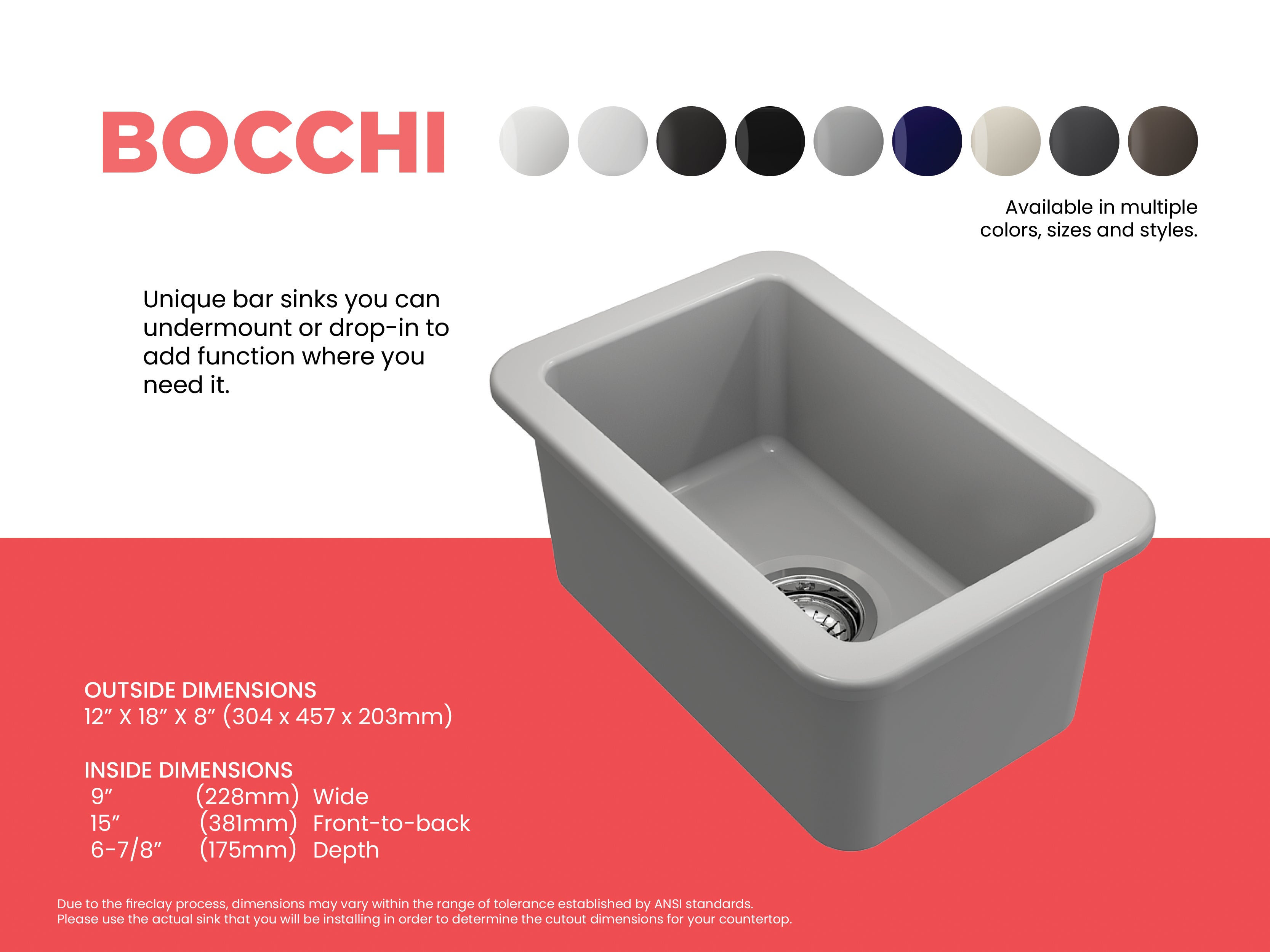 Sotto Dual-mount Fireclay 12 in. Single Bowl Bar Sink with Strainer 1358