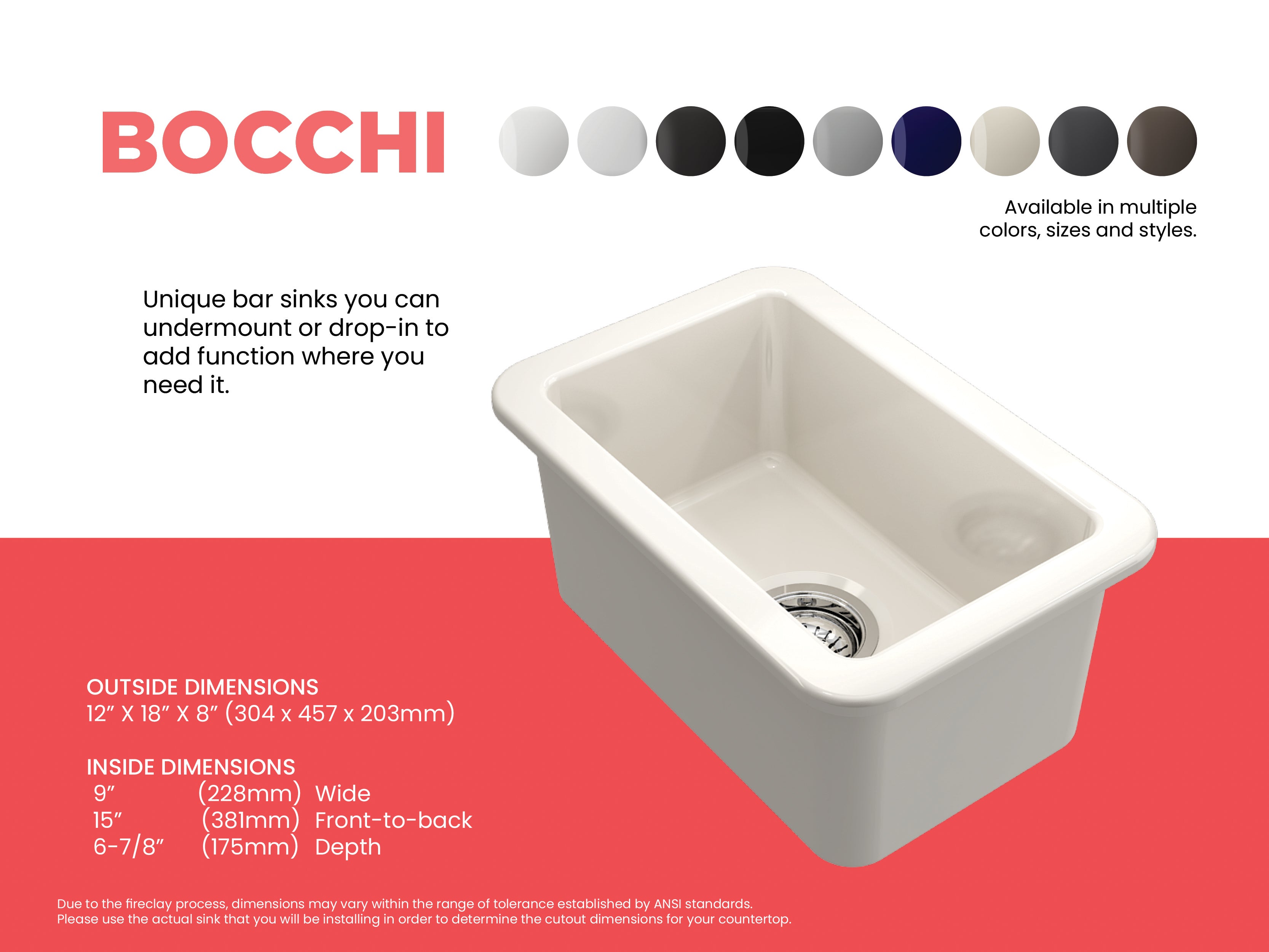 Sotto Dual-mount Fireclay 12 in. Single Bowl Bar Sink with Strainer 1358