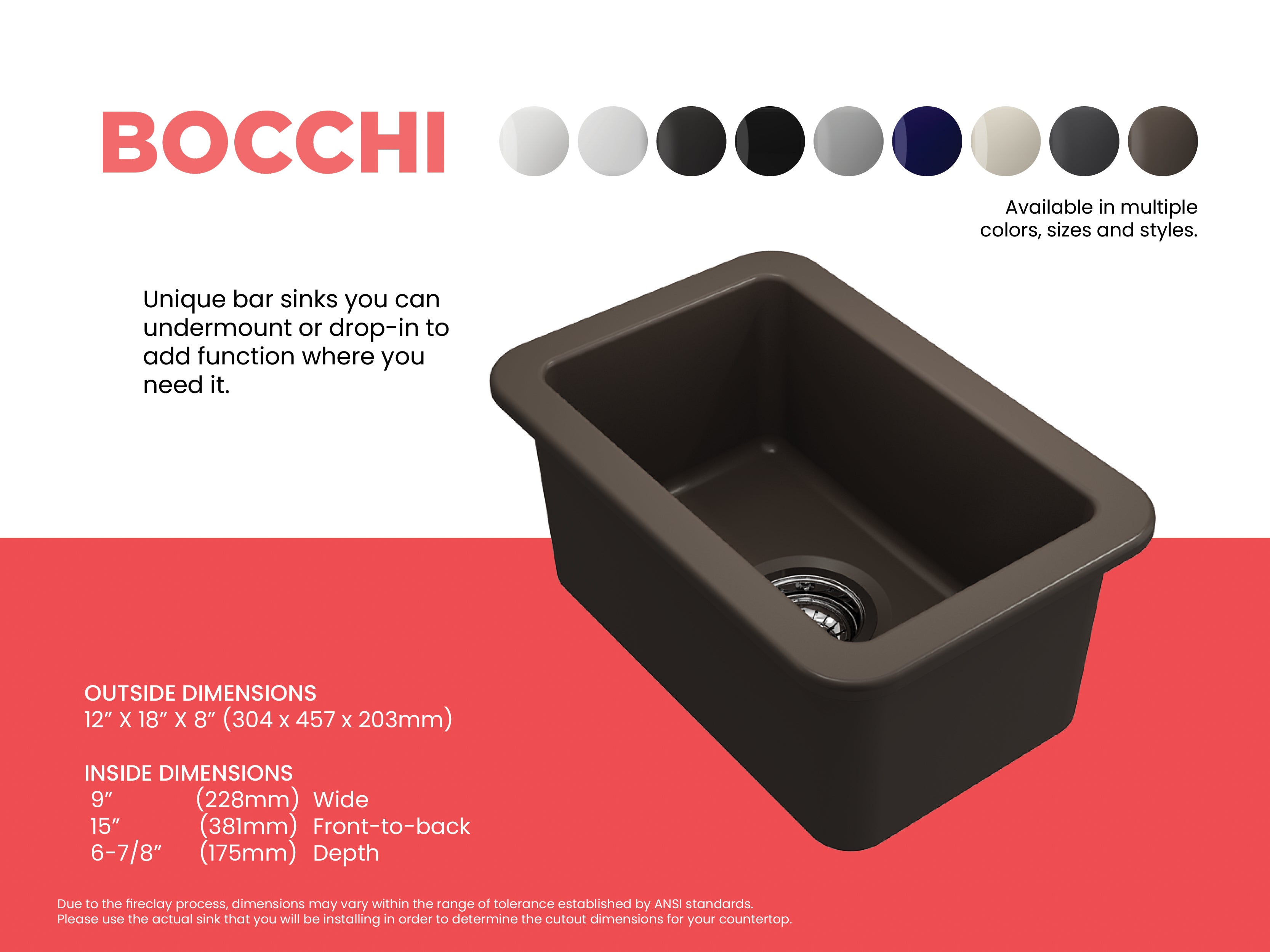 Sotto Dual-mount Fireclay 12 in. Single Bowl Bar Sink with Strainer 1358