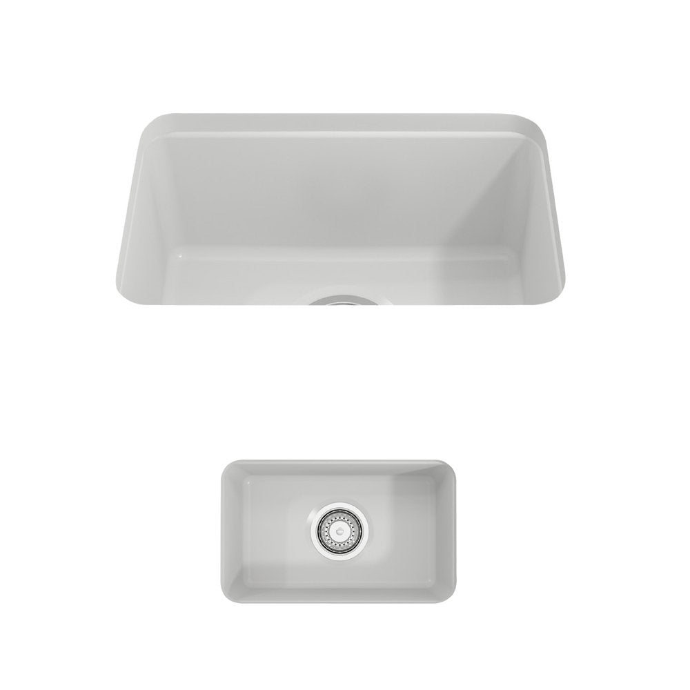 Sotto Dual-mount Fireclay 12 in. Single Bowl Bar Sink with Strainer 1358