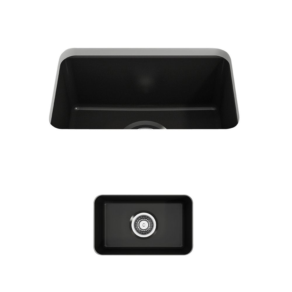 Sotto Dual-mount Fireclay 12 in. Single Bowl Bar Sink with Strainer 1358