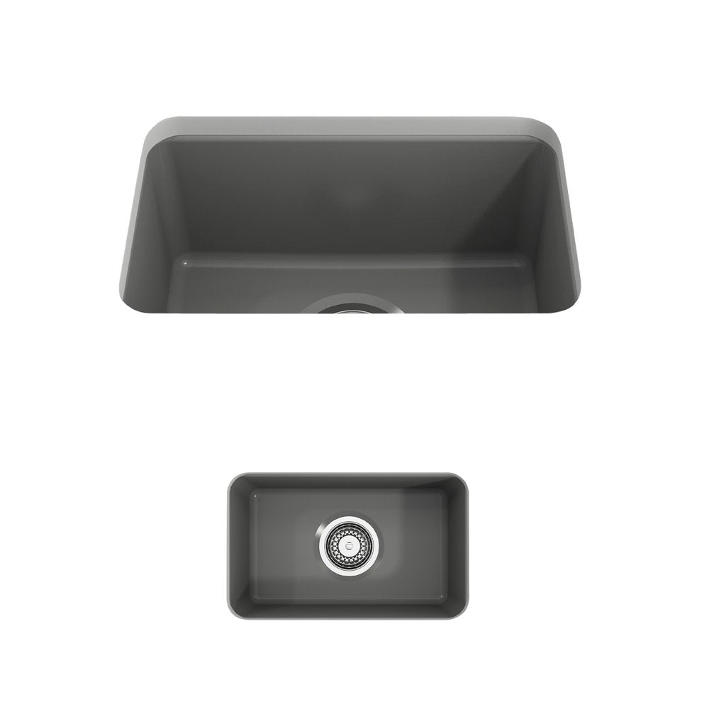 Sotto Dual-mount Fireclay 12 in. Single Bowl Bar Sink with Strainer 1358