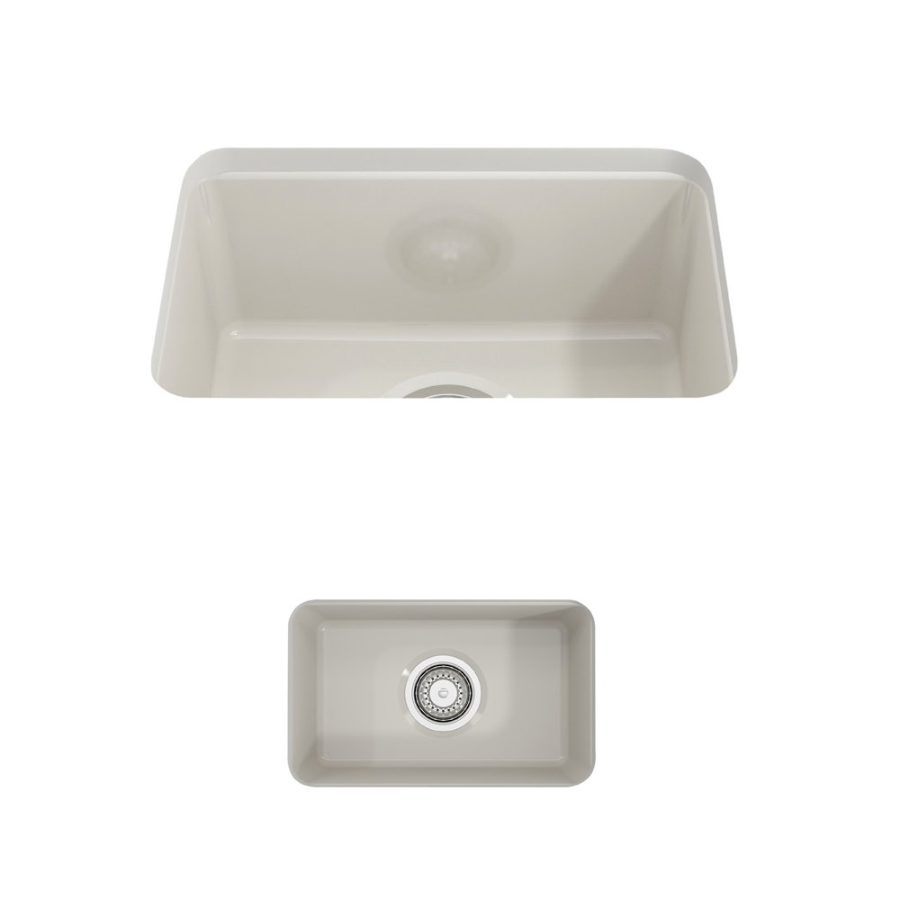 Sotto Dual-mount Fireclay 12 in. Single Bowl Bar Sink with Strainer 1358