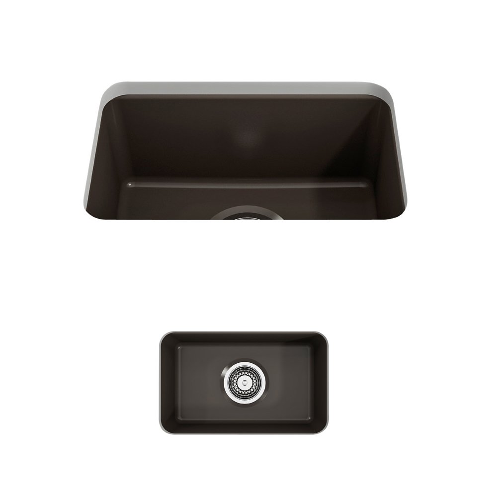 Sotto Dual-mount Fireclay 12 in. Single Bowl Bar Sink with Strainer 1358