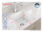 Sotto Dual-mount Fireclay 18 in. Single Bowl Bar Sink with Protective Bottom Grid and Strainer 1359