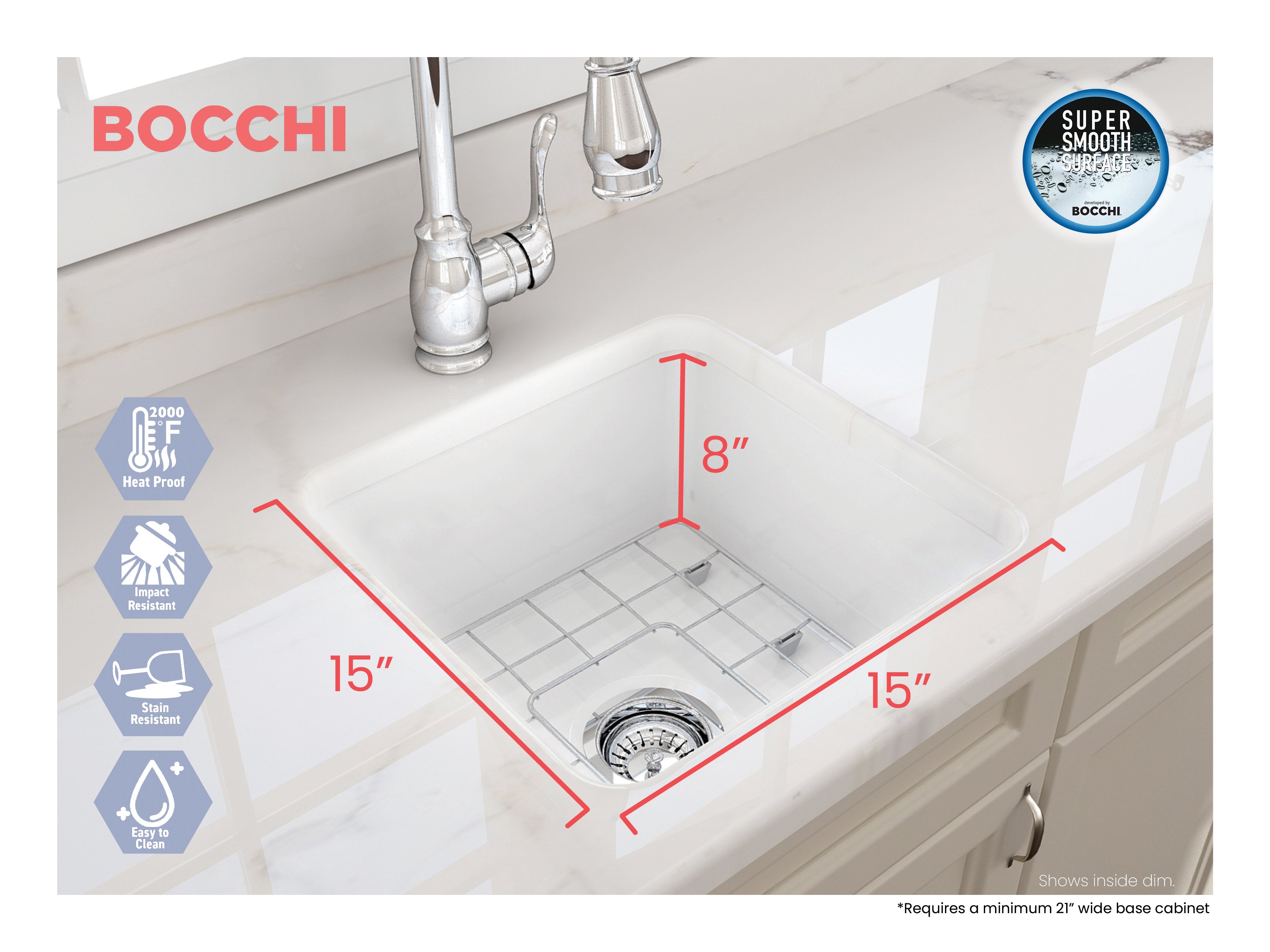 Sotto Dual-mount Fireclay 18 in. Single Bowl Bar Sink with Protective Bottom Grid and Strainer 1359