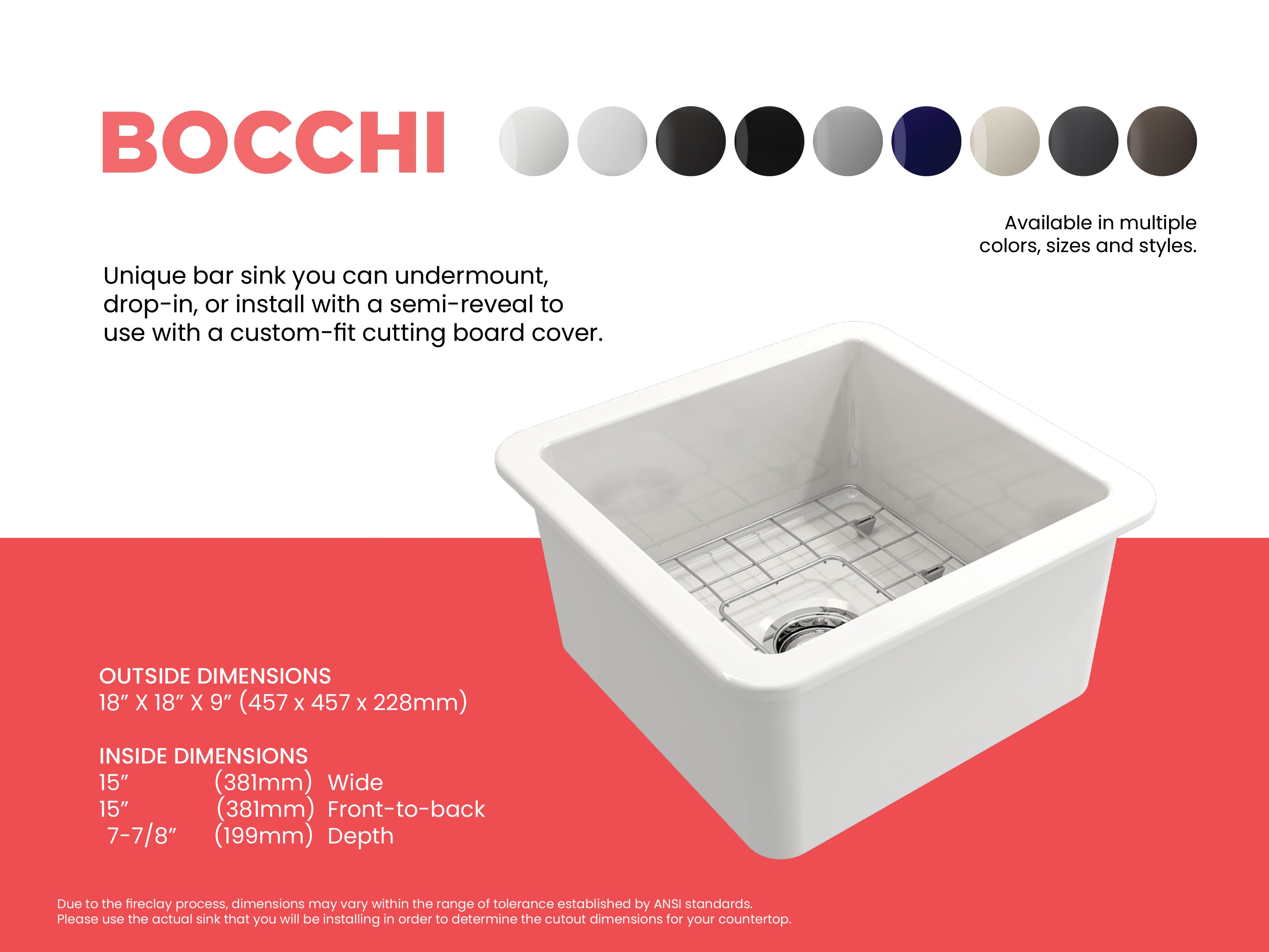 Sotto Dual-mount Fireclay 18 in. Single Bowl Bar Sink with Protective Bottom Grid and Strainer 1359
