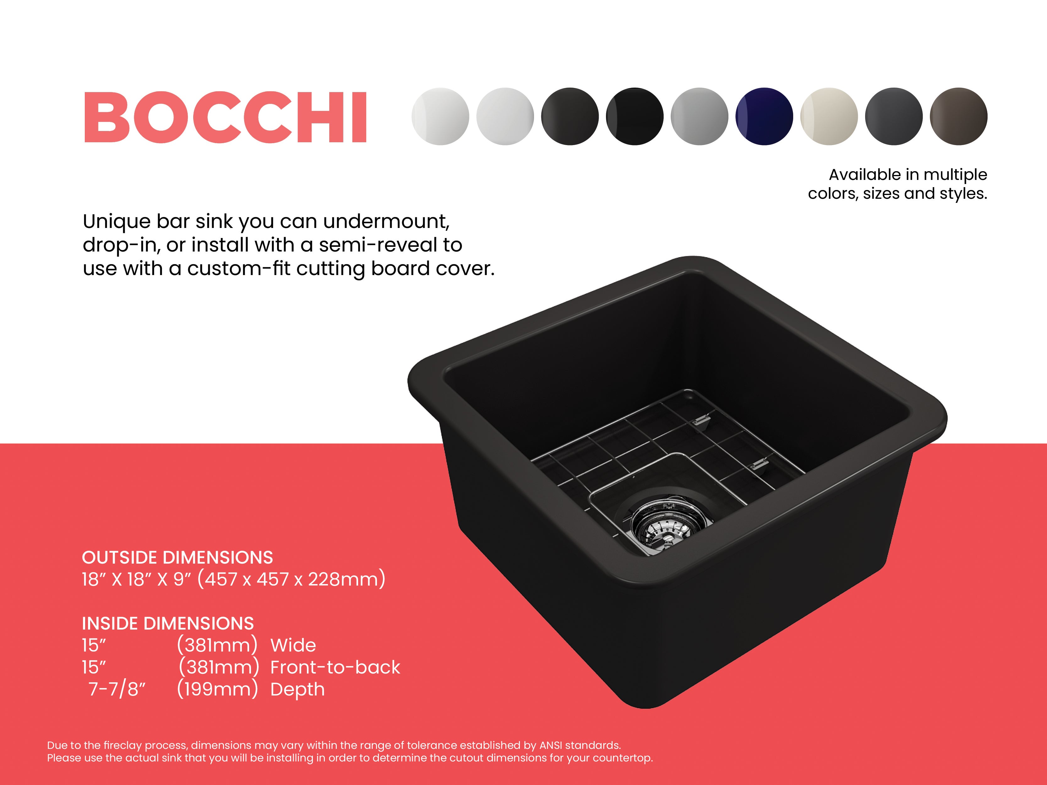 Sotto Dual-mount Fireclay 18 in. Single Bowl Bar Sink with Protective Bottom Grid and Strainer 1359