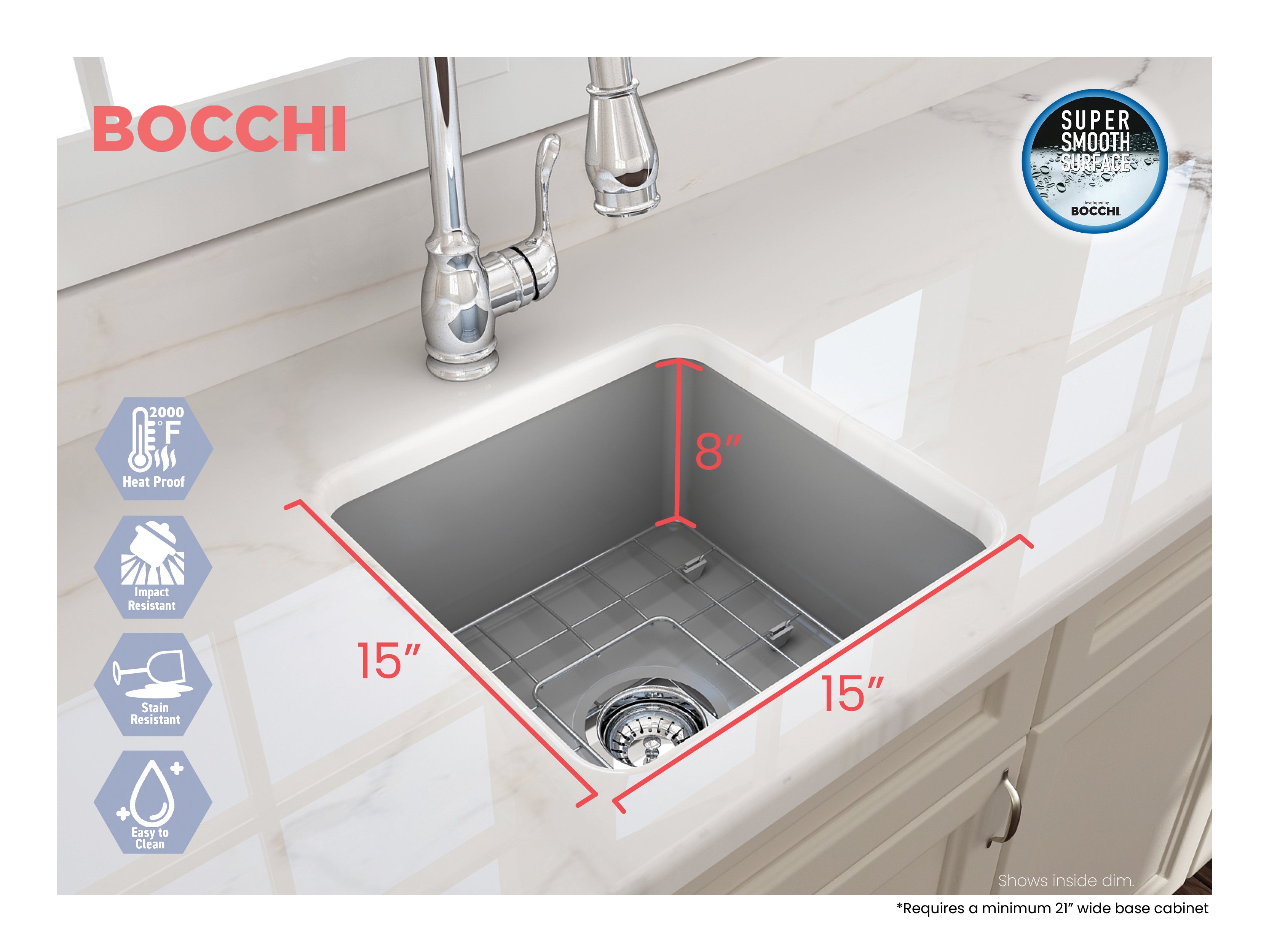 Sotto Dual-mount Fireclay 18 in. Single Bowl Bar Sink with Protective Bottom Grid and Strainer 1359