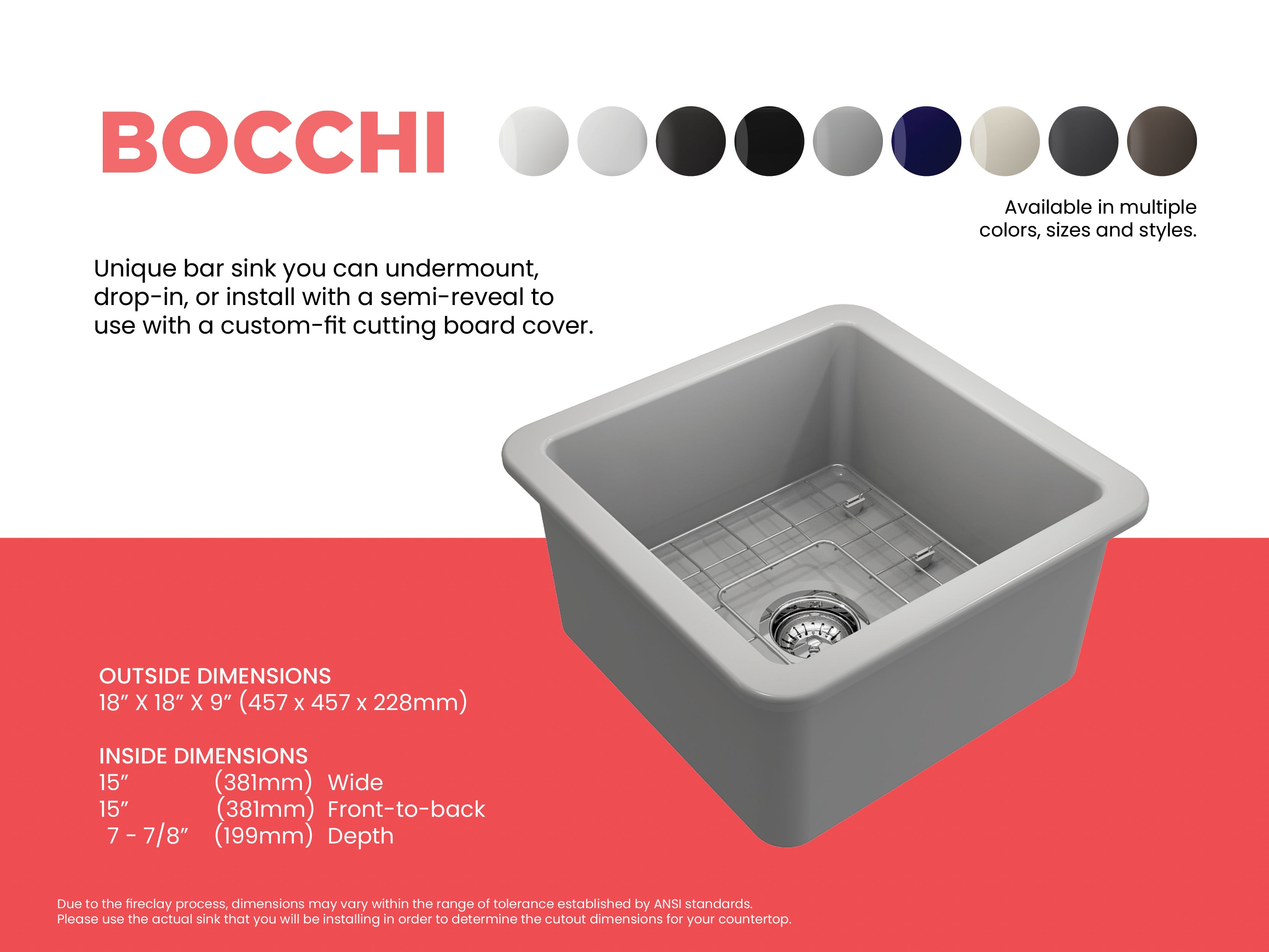 Sotto Dual-mount Fireclay 18 in. Single Bowl Bar Sink with Protective Bottom Grid and Strainer 1359