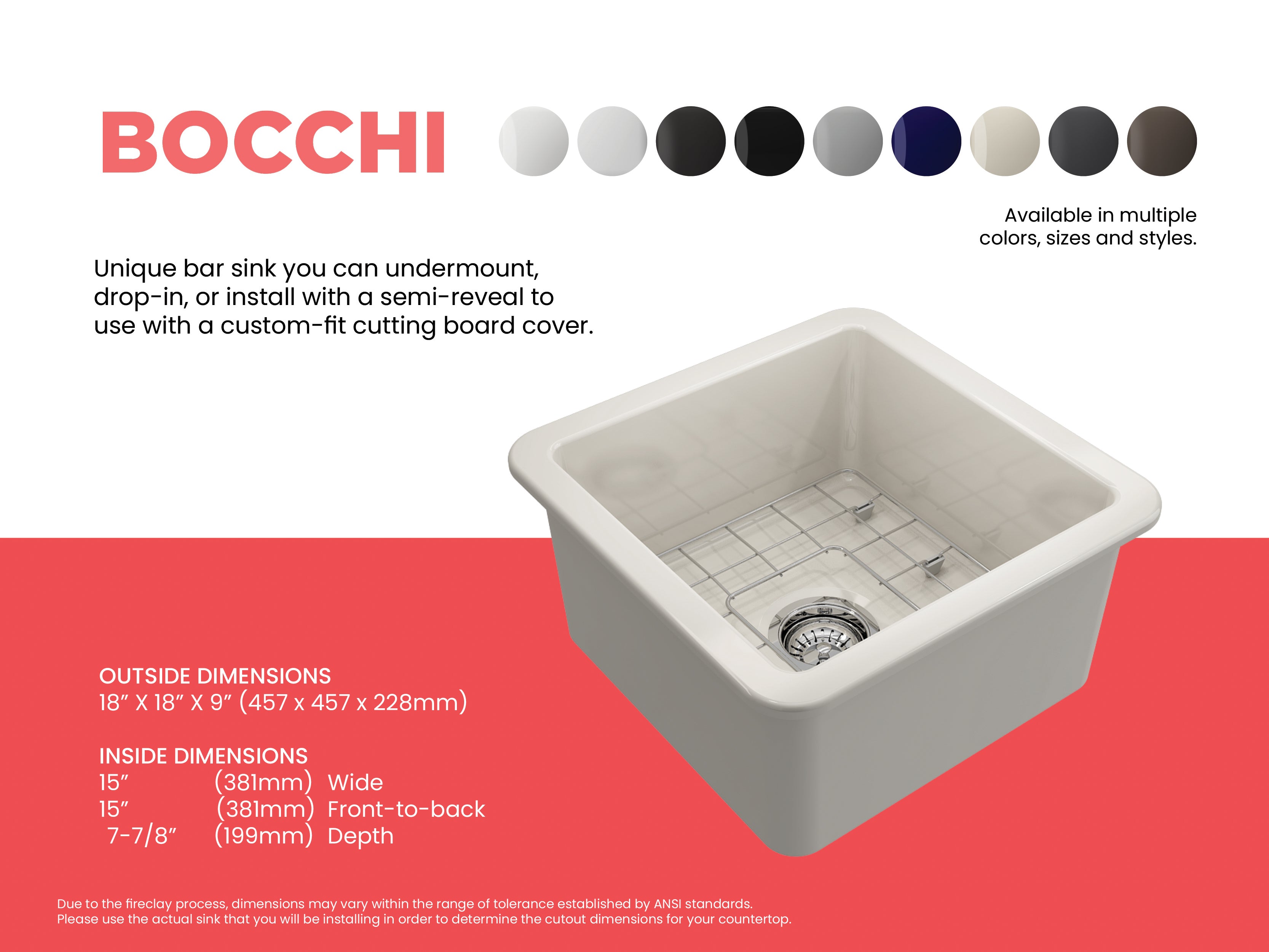 Sotto Dual-mount Fireclay 18 in. Single Bowl Bar Sink with Protective Bottom Grid and Strainer 1359