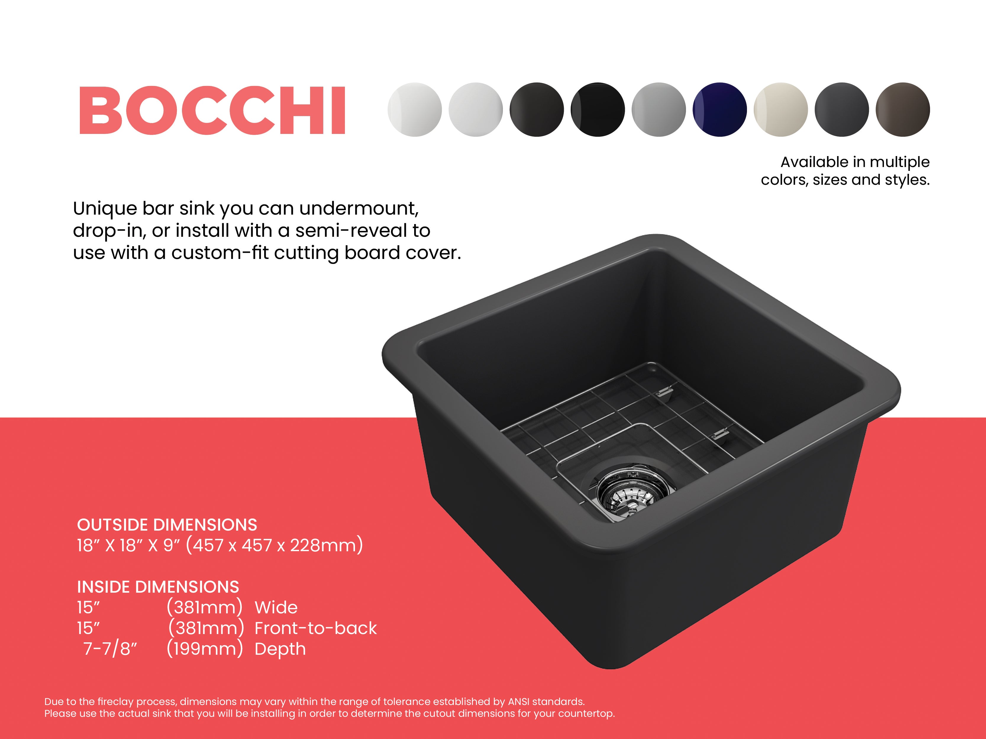 Sotto Dual-mount Fireclay 18 in. Single Bowl Bar Sink with Protective Bottom Grid and Strainer 1359