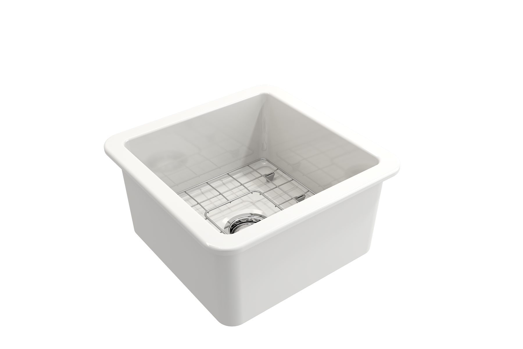 Sotto Dual-mount Fireclay 18 in. Single Bowl Bar Sink with Protective Bottom Grid and Strainer 1359