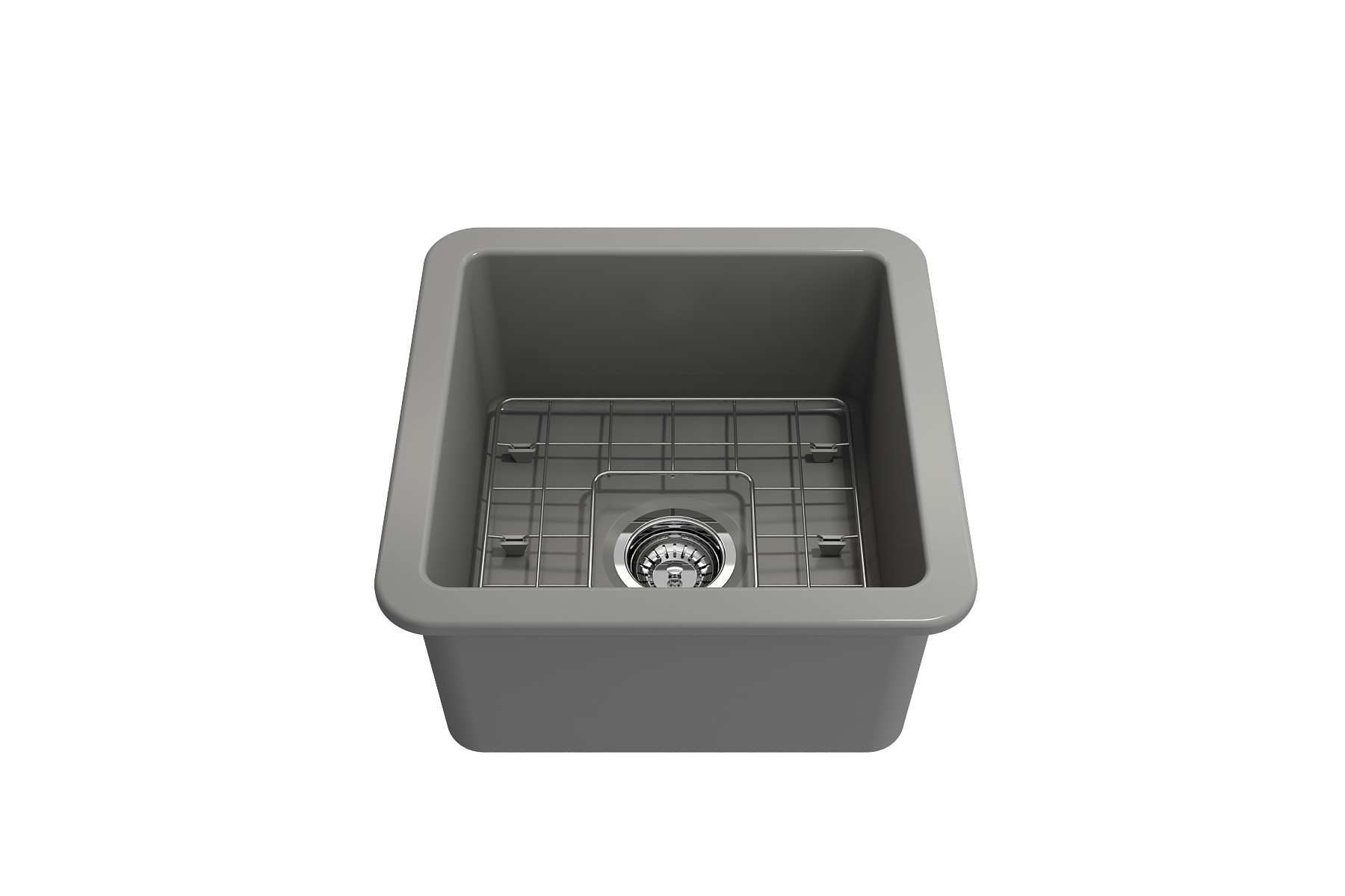 Sotto Dual-mount Fireclay 18 in. Single Bowl Bar Sink with Protective Bottom Grid and Strainer 1359