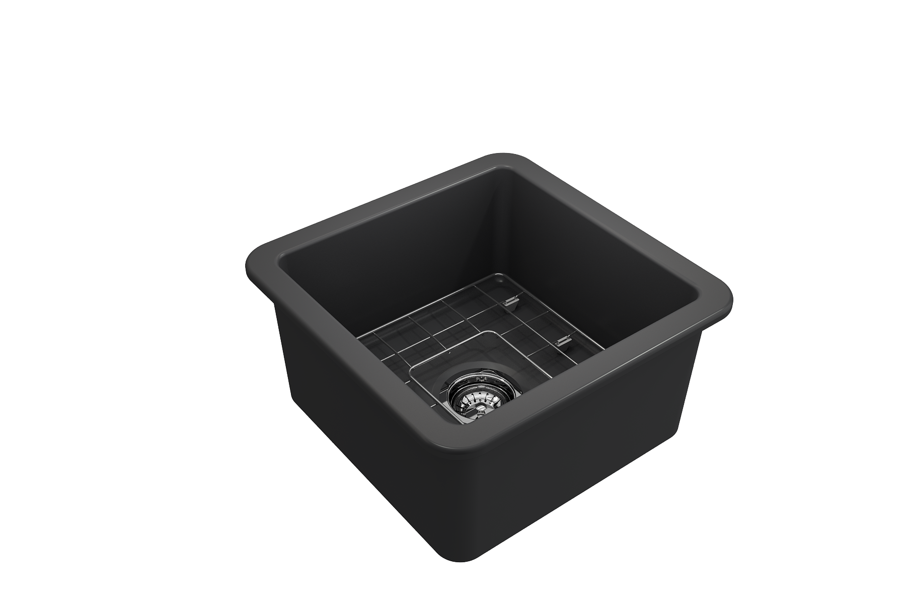 Sotto Dual-mount Fireclay 18 in. Single Bowl Bar Sink with Protective Bottom Grid and Strainer 1359
