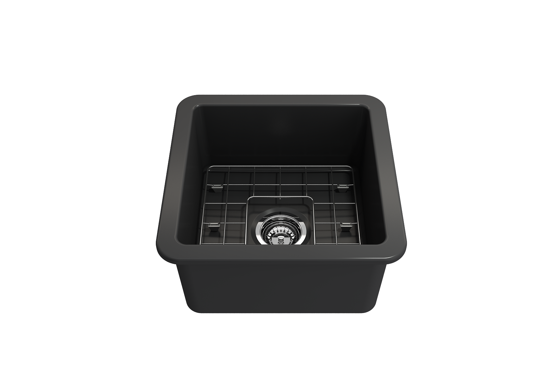 Sotto Dual-mount Fireclay 18 in. Single Bowl Bar Sink with Protective Bottom Grid and Strainer 1359