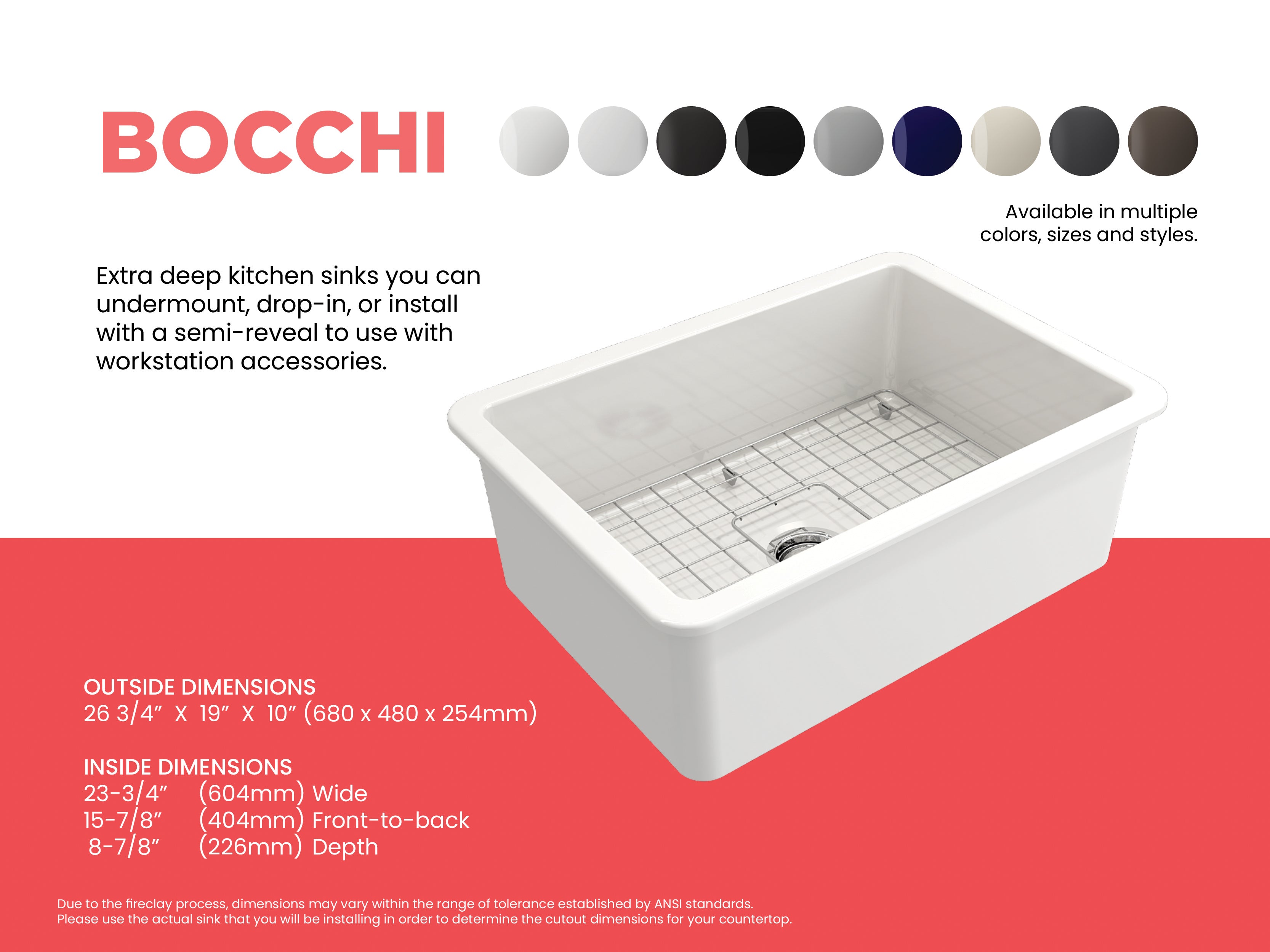 Sotto Dual-mount Fireclay 27 in. Single Bowl Kitchen Sink with Protective Bottom Grid and Strainer 1360