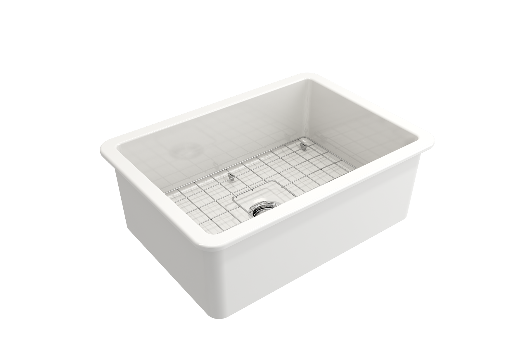 Sotto Dual-mount Fireclay 27 in. Single Bowl Kitchen Sink with Protective Bottom Grid and Strainer 1360