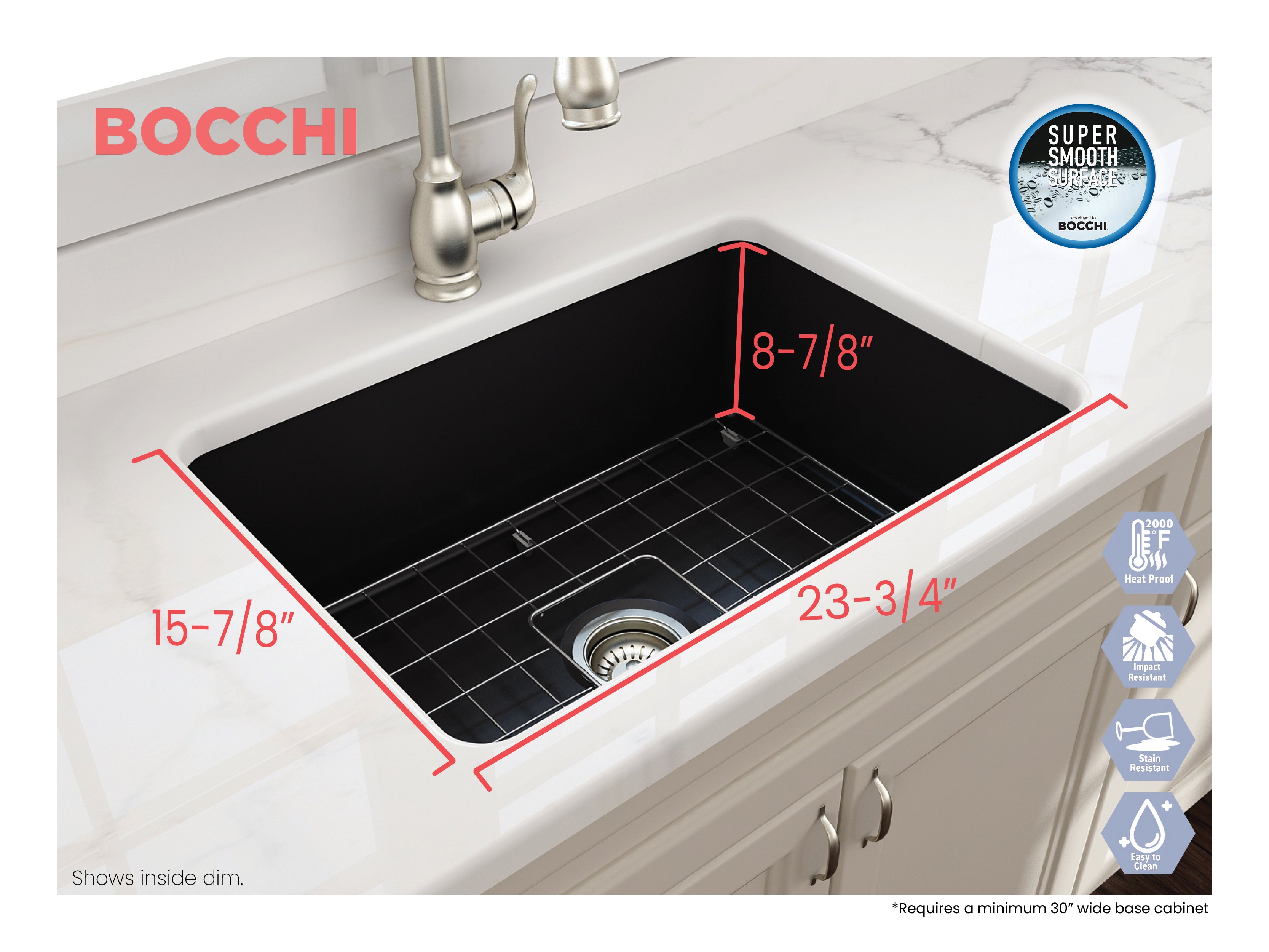 Sotto Dual-mount Fireclay 27 in. Single Bowl Kitchen Sink with Protective Bottom Grid and Strainer 1360