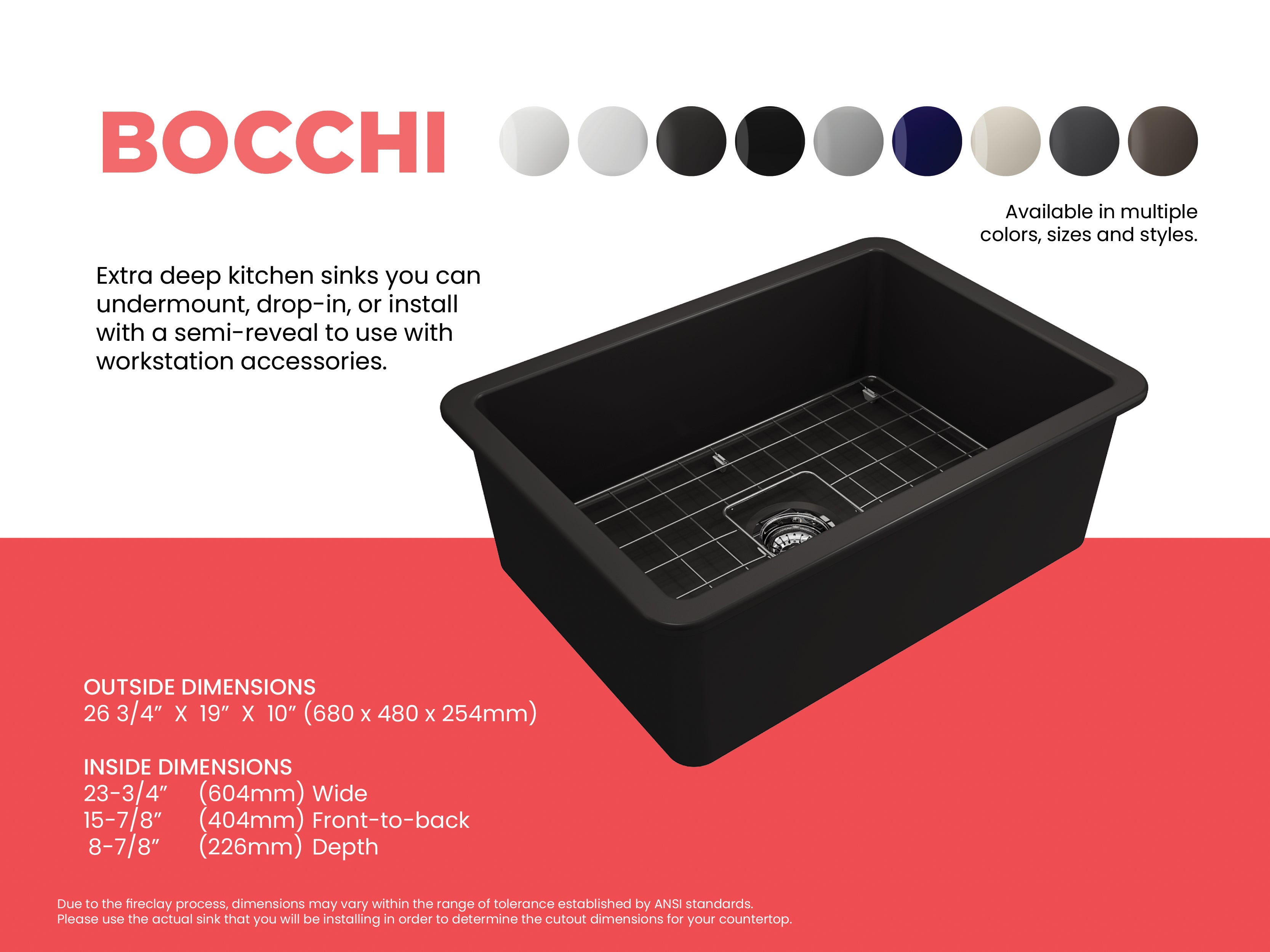 Sotto Dual-mount Fireclay 27 in. Single Bowl Kitchen Sink with Protective Bottom Grid and Strainer 1360