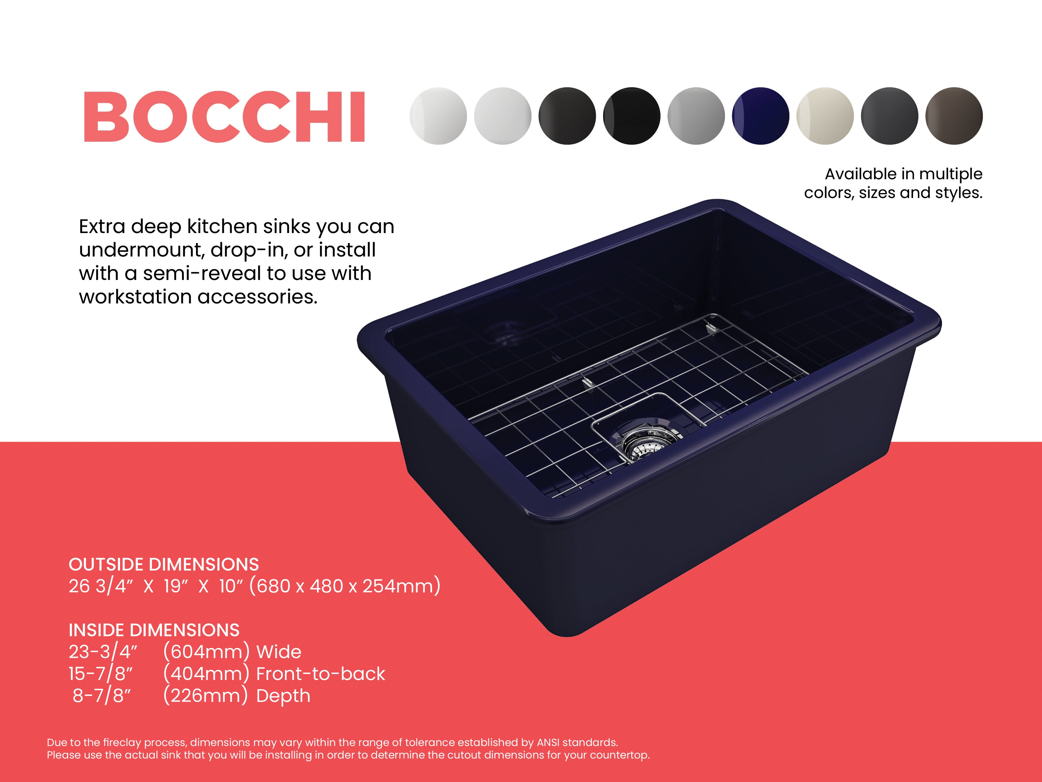 Sotto Dual-mount Fireclay 27 in. Single Bowl Kitchen Sink with Protective Bottom Grid and Strainer 1360