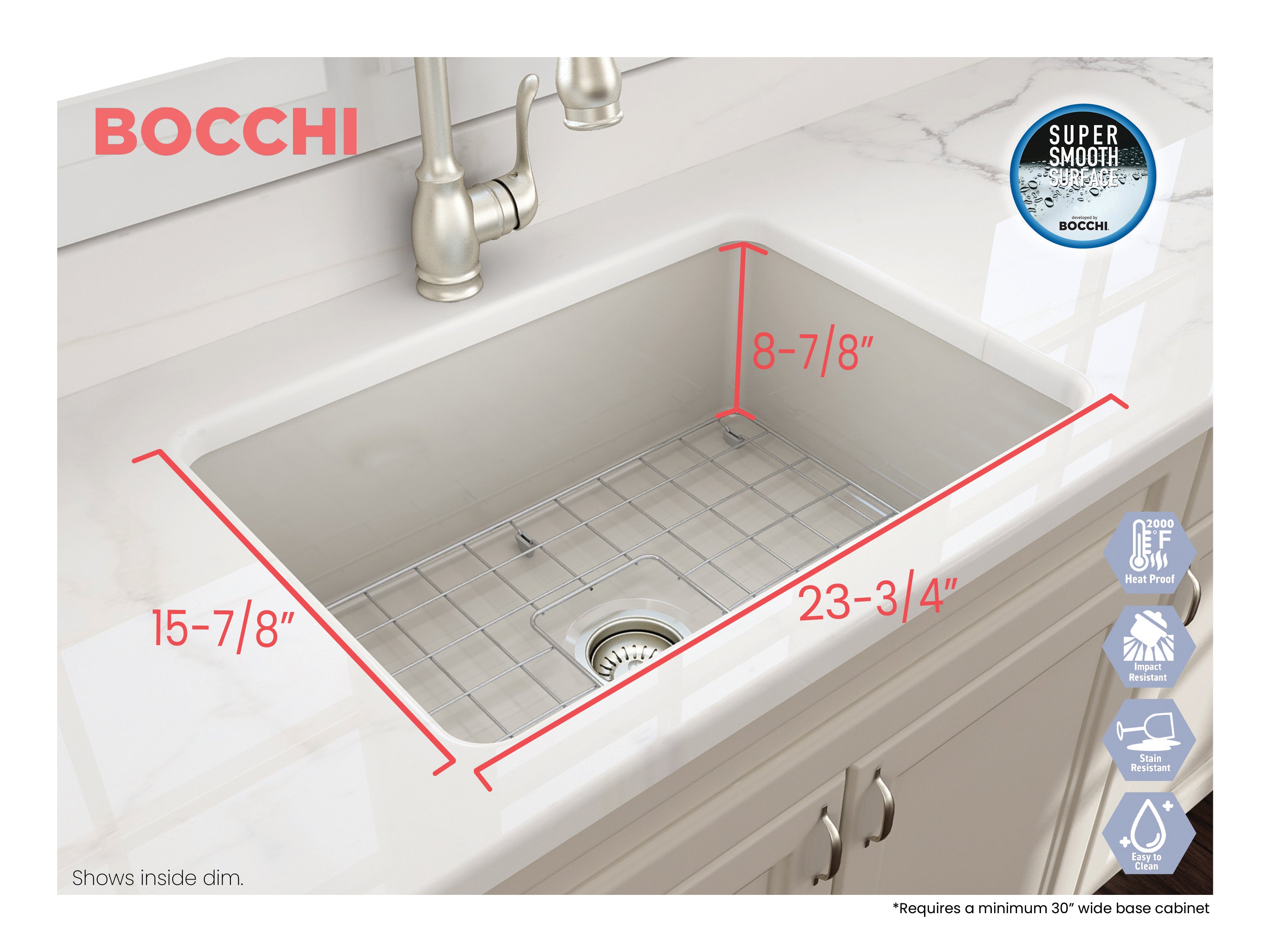 Sotto Dual-mount Fireclay 27 in. Single Bowl Kitchen Sink with Protective Bottom Grid and Strainer 1360
