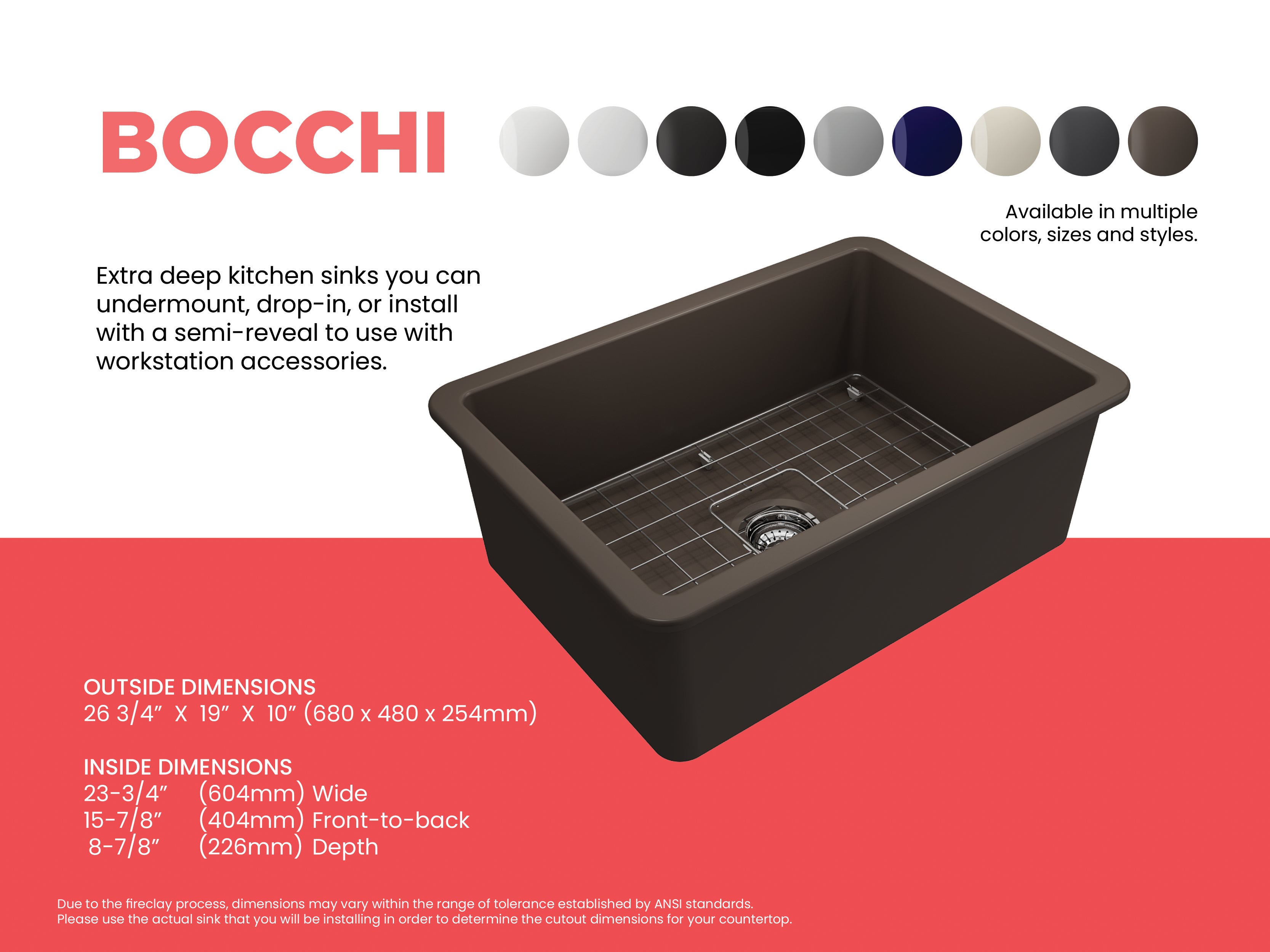 Sotto Dual-mount Fireclay 27 in. Single Bowl Kitchen Sink with Protective Bottom Grid and Strainer 1360