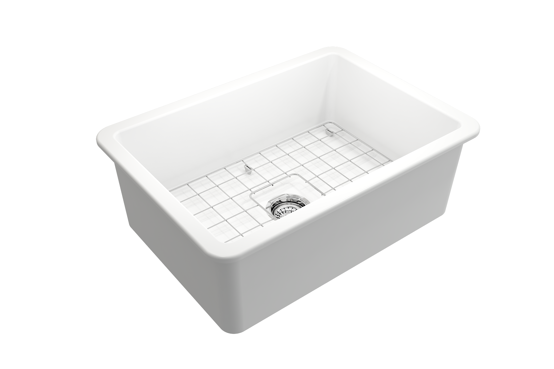 Sotto Dual-mount Fireclay 27 in. Single Bowl Kitchen Sink with Protective Bottom Grid and Strainer 1360