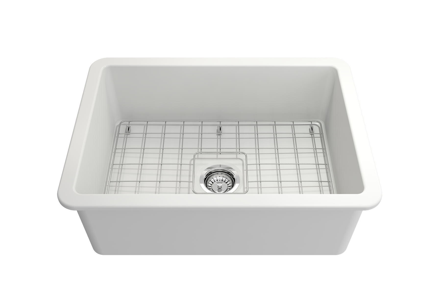 Sotto Dual-mount Fireclay 27 in. Single Bowl Kitchen Sink with Protective Bottom Grid and Strainer 1360