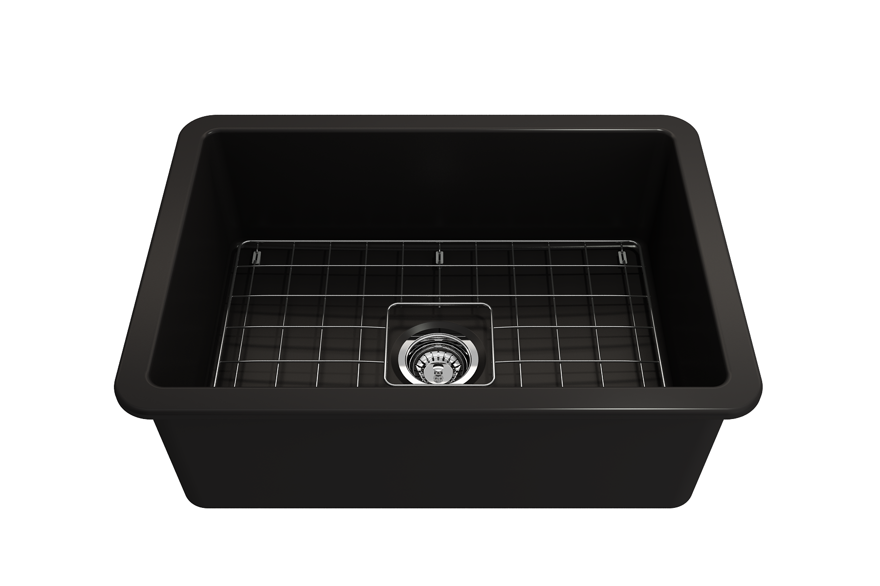 Sotto Dual-mount Fireclay 27 in. Single Bowl Kitchen Sink with Protective Bottom Grid and Strainer 1360