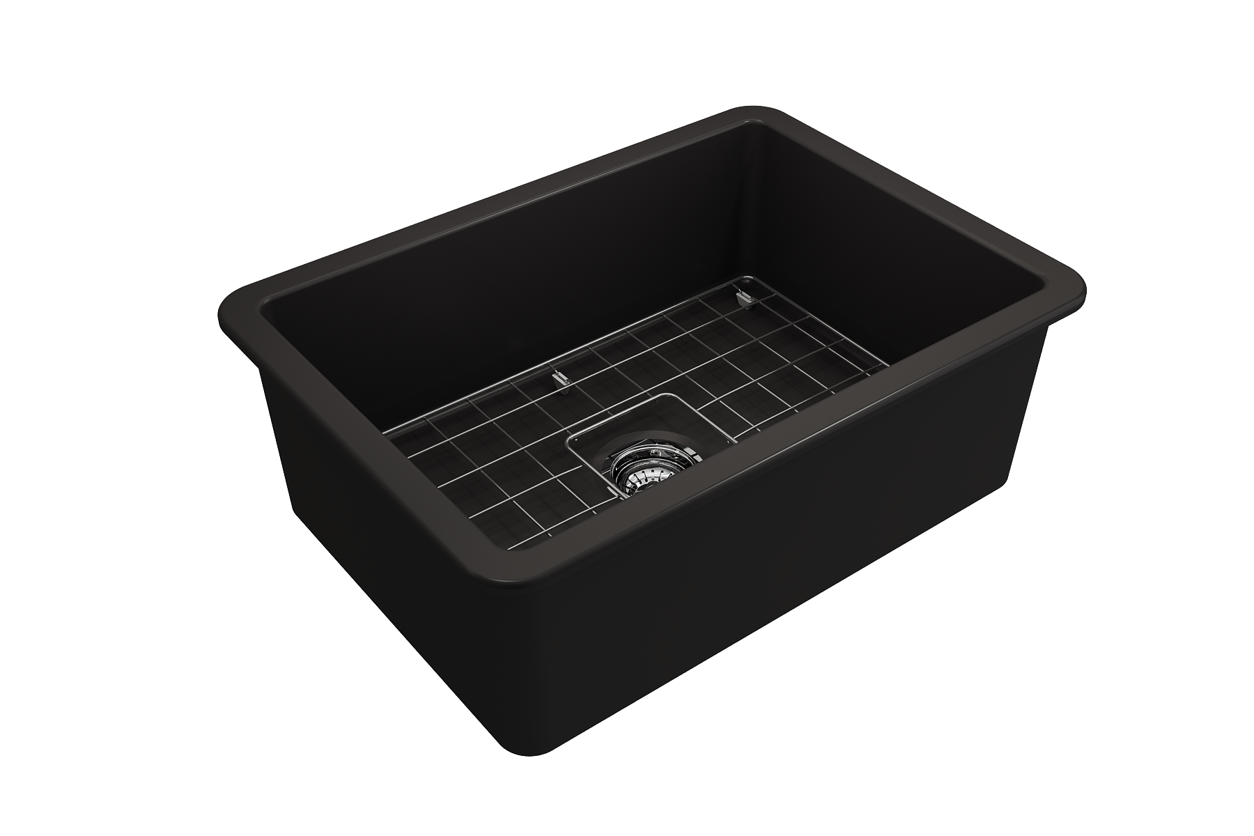 Sotto Dual-mount Fireclay 27 in. Single Bowl Kitchen Sink with Protective Bottom Grid and Strainer 1360