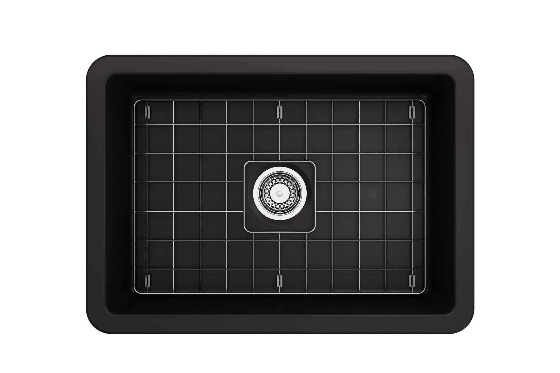 Sotto Dual-mount Fireclay 27 in. Single Bowl Kitchen Sink with Protective Bottom Grid and Strainer 1360